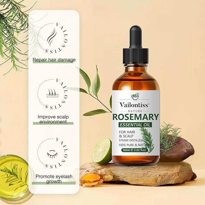 Rosemary Oil, Scalp & Hair Strengthening Oil, Rosemary Oil for Hair Growth, Dandruff Removal and Hair Strengthening for All Hair Types(Rosemary Oil, 60ml)
