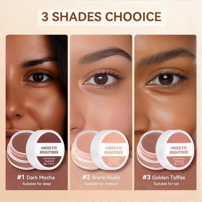 4 Colors Under Eye Brightener, Conceal & Brighten Dark Circles, Nourishing Waterproof Under Eye Cream Pot Concealer Full Coverage Peach Color Corrector Makeup(01 Dark Mocha)
