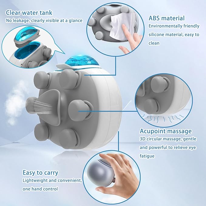 Nano Eye Mist Sprayer Vibrating Eye Massager Dry Eyes and Stye Steam Eye Skin SPA Compress Moist Heat Nebulizer Portable Electric Mini Eye Drops Tool