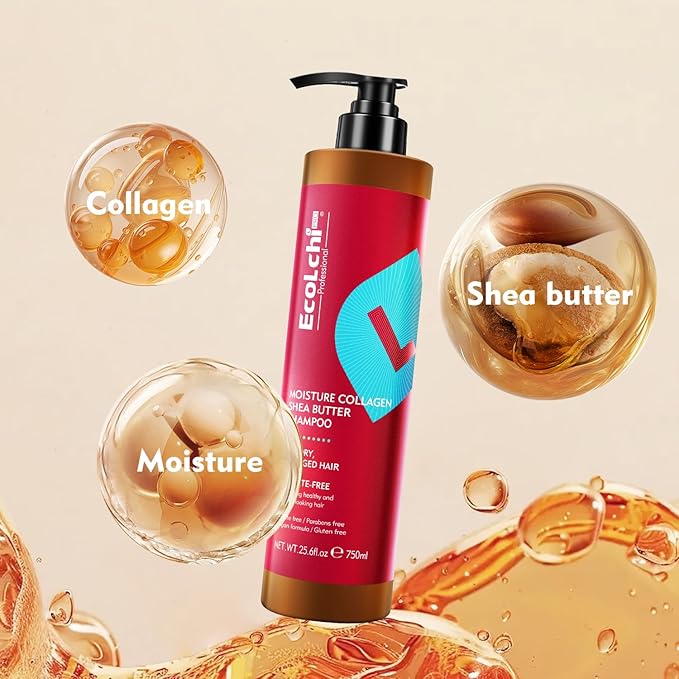 Ecolchi Hair Mask Shampoo Leaving-in Conditioner Argan Oil Set Collagen Hair Treatment Deep Repair Conditioning for Dry Damaged Hair All Hair Types 550+750+200+60ml