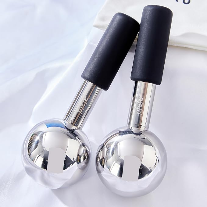 360 Rotating Ice Globes for Face & Eyes, Unbreakable Stainless Steel Cryo Sticks for Beauty Routines, Facials Cold Roller Colling Globes for Puffiness, Wrinkles, Dark Circles, Headaches