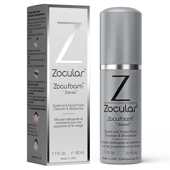 Zocuwipe Eyelid Wipes Eyelid Cleanser and Moisturizer Pads 30ct + Zocufill Elixir Eye Gel and Face Serum + Zocufoam Cleanser Bundle