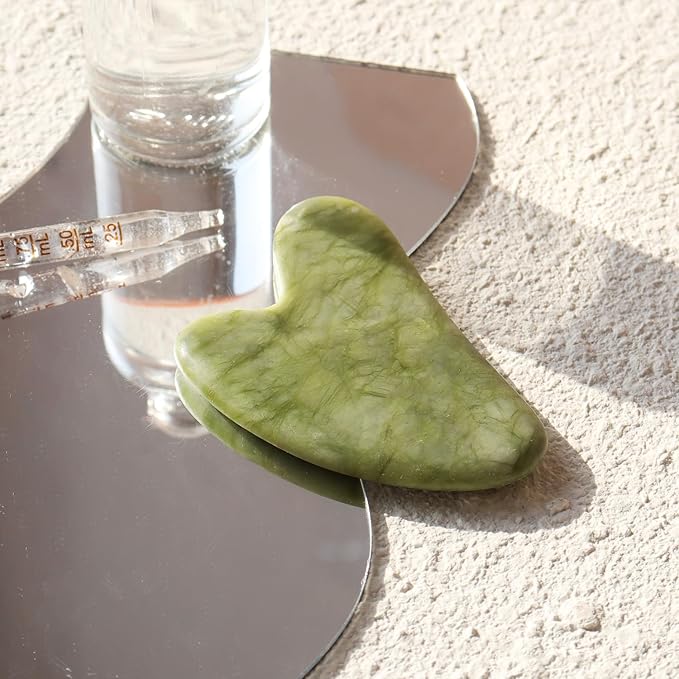 huefull Genuine Jade Roller & Gua Sha Set for Face, Cooling & Firming Effect, Sculpting Tool for Jawline & Skin Care, Self-Care Gift for Women & Men