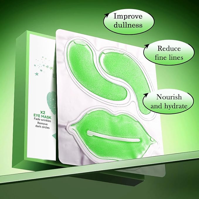 20 Pair Rose + 10 Pair Aloe Vera Under Eye Mask & Lip Mask Skincare Set, Lip Patches & Under Eye Patches for Puffy Eyes, Dark Circles, Dry Lips Lines, Moisturizing for Women & Men Skincare