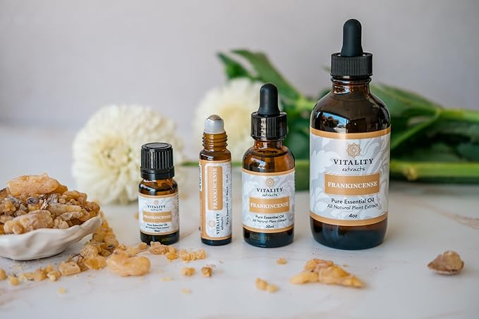 Vitality Extracts Frankincense Essential Oil - 10ml Roll-on, Boswellia Serrata, Aromatherapy, Skin Care, Natural Calm, Stress Relief, Yoga