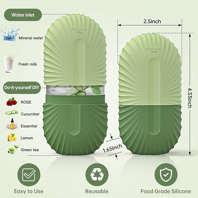Ice Face Roller, Ice Cube Roller for Face,Facial Beauty Ice Roller Skin Care Tools,De-Puff Eye Bags, Reduce Migraine Pain(Green)