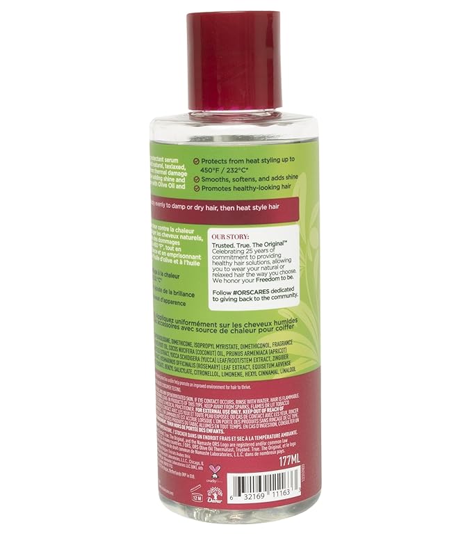 ORS Olive Oil Heat Protection Hair Serum infused with Coconut Oil for Restorative Shine 6.0 Ounce (Pack of 2)