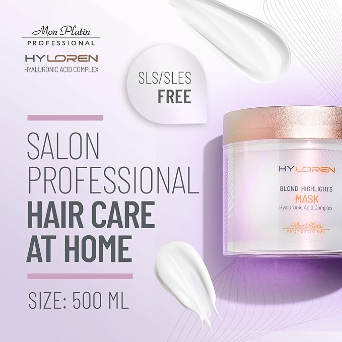 Mon Platin Professional Black Caviar Blonde Hair Mask & HY Loren Blonde Hair Shampoo, Intensive Moisturizing Treatments for Blonde, Bleached & Color-Treated Hair, SLS/SLES/Salt-Free, 500ml Each
