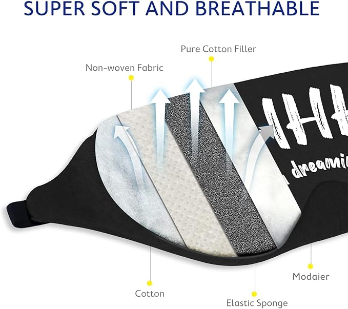 Mavogel Cotton Sleep Mask - Sleep Eye Mask for Women Men, Light Blocking Night Eyemask, Super Soft and Comfortable Eye Covers for Sleeping Yoga Nap Meditation, Includes Travel Pouch (Dreaming Style)