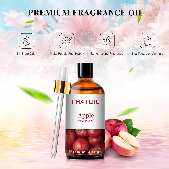 3.38FL.OZ Apple Fragrance Oils for Aromatherapy, Essential Oils for Diffusers for Home, Perfect for Diffuser, Yoga, Skin Care, DIY Candle and Soap Making - 100ml