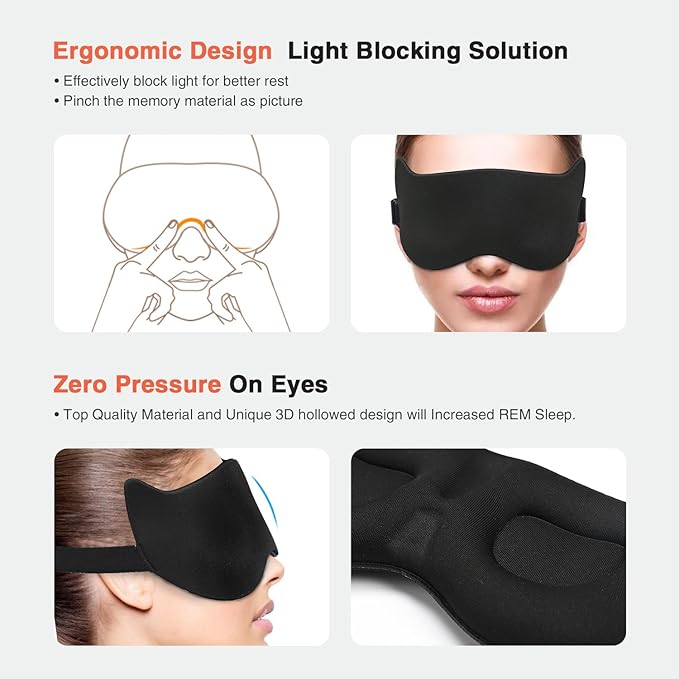 Cute Sleep Eye Mask for Kids, 3D Contoured Cup Sleeping Mask & Blindfold, Concave Molded Night Sleep Mask, Block Out Light, Soft Comfort Eye Shade Cover for Travel Yoga Nap,KD