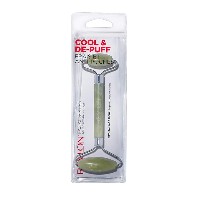 REVLON Jade Stone Face Roller, Dual-Sided Face Massager to Cool and De-Puff, Jade, 1 Count (Pack of 3)