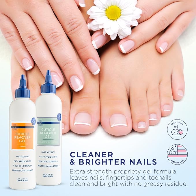 Blue Cross Professional Nail + Cuticle Care Optical Nail Brightening Basecoat Nail Concealer + Cuticle Remover Softener Gel in Eucalyptus/Tea Tree Scent, 2 Pack Bundle
