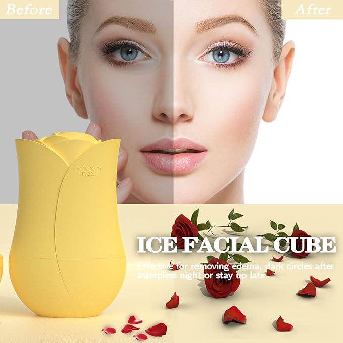 Ice Roller For Face,Cryo Cube Ice Roller For Facial And Eye,Skincare Tools,For Relieving Facial Edema, Shrinking Pores, And Lifting And Firming The Skin (Yellow)