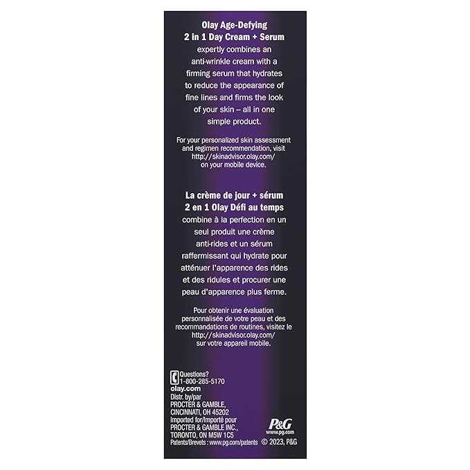Olay Face Serum by Age Defying Anti-Wrinkle 2-in-1 Day Cream Plus Face Serum, Aloe Vera, 1.7 Fl Oz