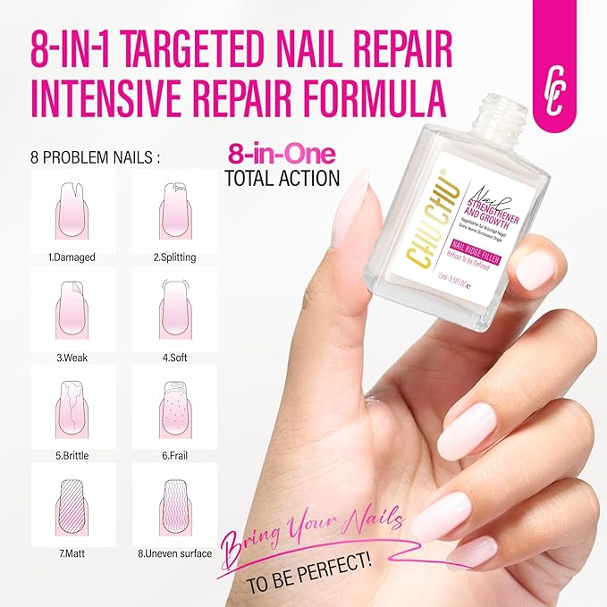 Nail Hardener Extra Strong and Growth: Milky White Natural Nail Strengthener for Enthusiast - Polish Hardener Ridge Filler Concealer for Damaged Nails 15ml