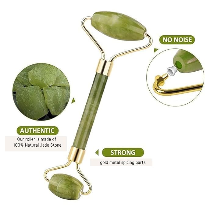 Jade Roller for Face - Improves Skin Tone and Blood Circulation - Skin Care Face Massager for Women Reduces Under-Eye Puffiness, Remove Wrinkles ,Relieve Stress and Dark Circles