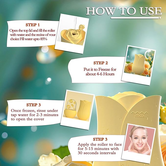 Ice Roller For Face,Cryo Cube Ice Roller For Facial And Eye,Skincare Tools,For Relieving Facial Edema, Shrinking Pores, And Lifting And Firming The Skin (Yellow)