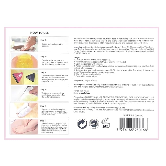 10-Minute Paraffin Hand & Foot Treatments, Self Contained Paraffin Wax Gloves and Booties Set for Intensive Hydration At Home (Honey)