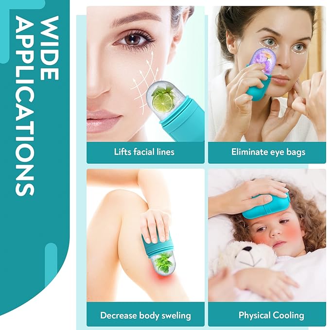 AURUZA Ice Face Roller and Gua Sha Set, Facial Ice Roller & Gua Sha Massage Tool for Face & Eye Puffiness Relief, Shrink Pores, Improve Skin Condition