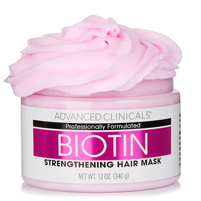 Advanced Clinicals Biotin Hair Treatment Anti-Breakage Repair Hair Mask. Strengthen Broken, Color-Treated Hair W/Repairing Deep Conditioner Manuka Honey & Caffeine To Restore Weak Hair, (Pack Of 2)
