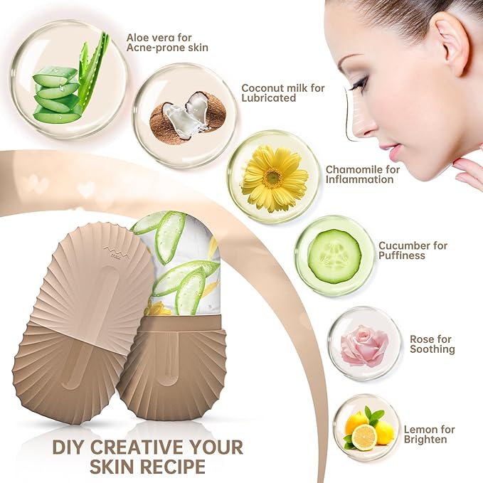 Ice Face Roller, Ice Cube Roller for Face,Facial Beauty Ice Roller Skin Care Tools,De-Puff Eye Bags, Reduce Migraine Pain(Brown)