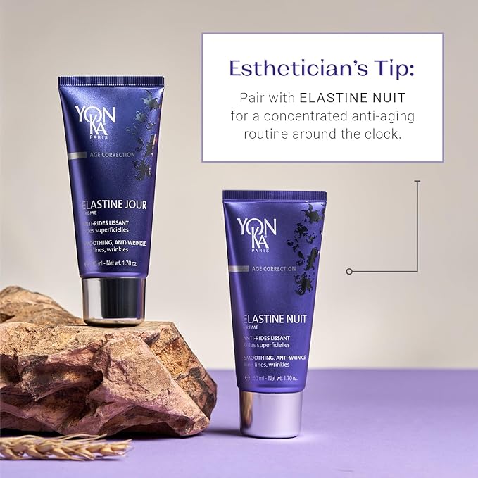 Yon-Ka Elastine Jour Day Anti-Wrinkle Facial Moisturizer and Eye Cream with Elastine Nuit Anti-Wrinkle Night Cream, 50 ml