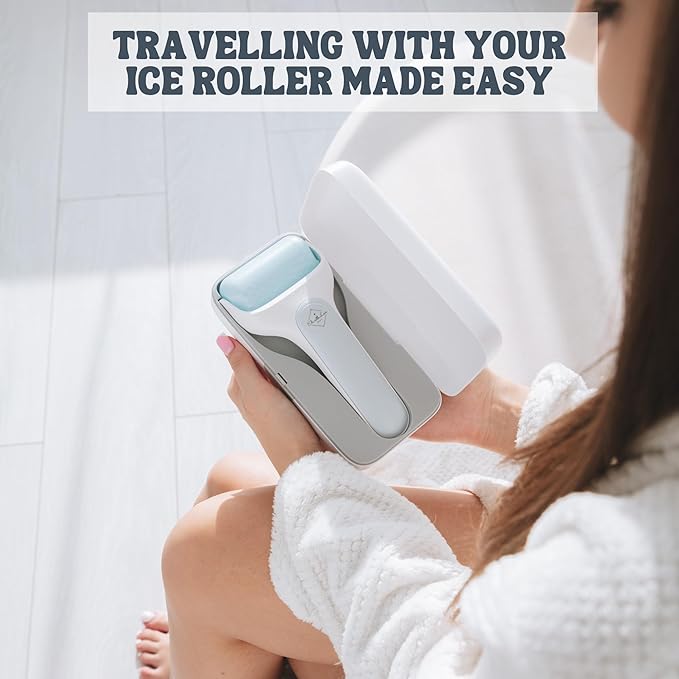 Facial Ice Roller for Face Premium with Carry Case and 2X Rollers for Long Lasting Cold - Eye Roller for Puffy Eyes & Cold Massage for Migraines (Ice Roller)