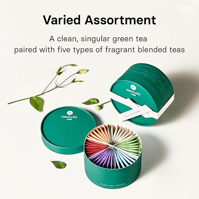 Osulloc For:rest Tea Box (42 Count, 6 Types x 6ea,) Exquisite & Unique Gift idea For Tea Lover, Variety Gift Box Sampler, 6 Unique Blended tea from Jeju Island