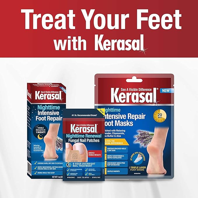 Kerasal Nighttime Intensive Foot Repair, Skin Healing Ointment for Cracked Heels and Dry Feet, 1 oz