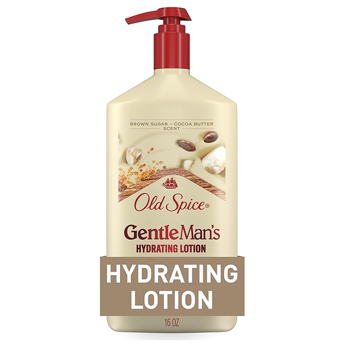 Old Spice Hand, Face & Body Lotion for Men, 24/7 Lightweight Moisturization with Vitamin B3, Instant Absorption, For All Skin Types, Brown Sugar + Cocoa Butter Scent, 16 oz