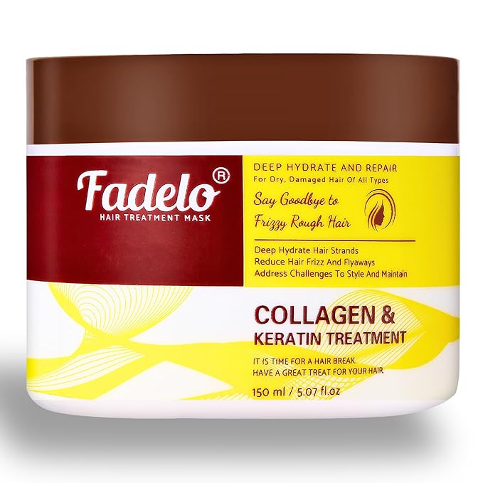 Collagen+Keratin Hair Mask - Deep Repair for Damaged Hair with Argan Oil and Vitamin E - Hydrating Treatment for Dryness and Damage-150 ml (Refreshing), Yellow (5.07 Fl Oz (Pack of 1), Fresh)