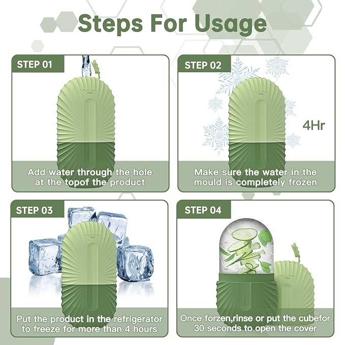 Ice Face Roller, Ice Cube Roller for Face,Facial Beauty Ice Roller Skin Care Tools,De-Puff Eye Bags, Reduce Migraine Pain(Green)
