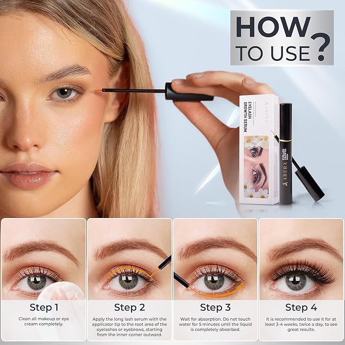 Abera Misan Eyelash Growth Serum (Upgrade Version) - Natural Lash Booster and Lash Enhancer, Regenerating and Nourishing Lashes Longer and Thicker (C. Set of 3)