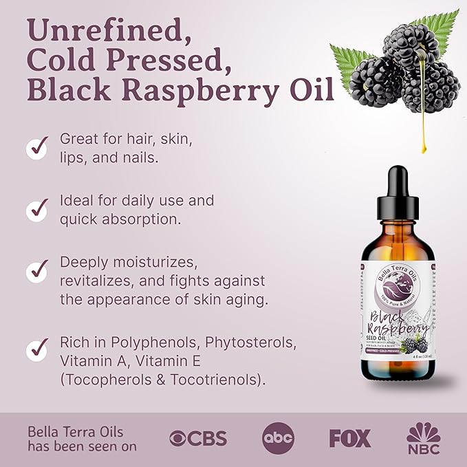 Bella Terra Oils Black Raspberry Seed Oil – 1gallon, Antioxidant Rich, Silky Finish, Nurturing, for Radiant Skin & Lustrous Hair