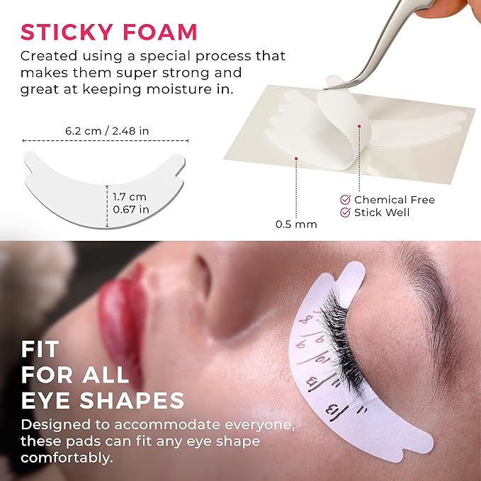 LLBA Biogel Eye Pads for Lash Extensions, Soft Sticky Under Eye Patches for Sensitive Skin, Eyelash Perm Lamination, Lash Extension Remover Supplies (10 Pairs, Style 1)