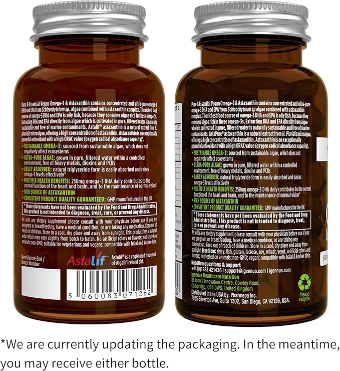 Vegan Vanilla Collagen Protein Powder & Vegan Omega-3 Bundle, Complete Collagen Boosting Formula & Sustainable Algae Oil 1340mg, by Igennus
