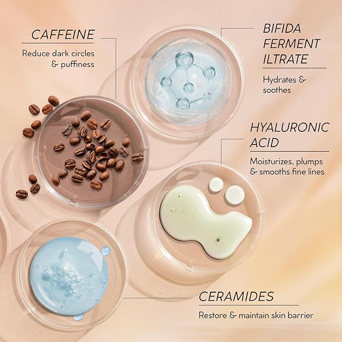 Caffeine Eye Cream for Dark Circles: Under Eye Serum for Puffiness Bags Wrinkles Fine Lines - Anti Aging Firming Tightening 0.5oz/15g