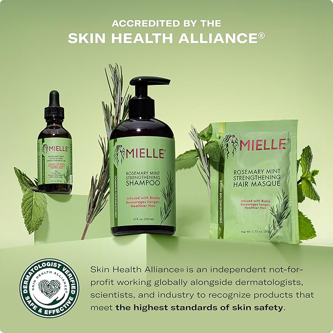 Mielle Organics Rosemary Mint Strengthening Hair Masque, Essential Oil & Biotin Deep Treatment, Miracle Repair for Dry, Damaged, & Frizzy Hair, 12 Ounces