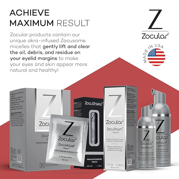 ZocuFoam Eyelid Cleanser - Foaming Eyelid Scrub - Natural pH Balanced Solution - 25mL