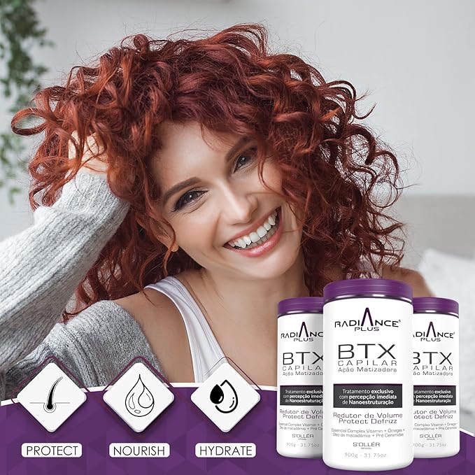 Hair Bottox Radiance Plus Volume Reductor, 900 g, Natural Thermal Mask Moisturizer with Hydrating Vitamin E, Omegas, and Nourishing Macadamia Oil, 31.75 oz.