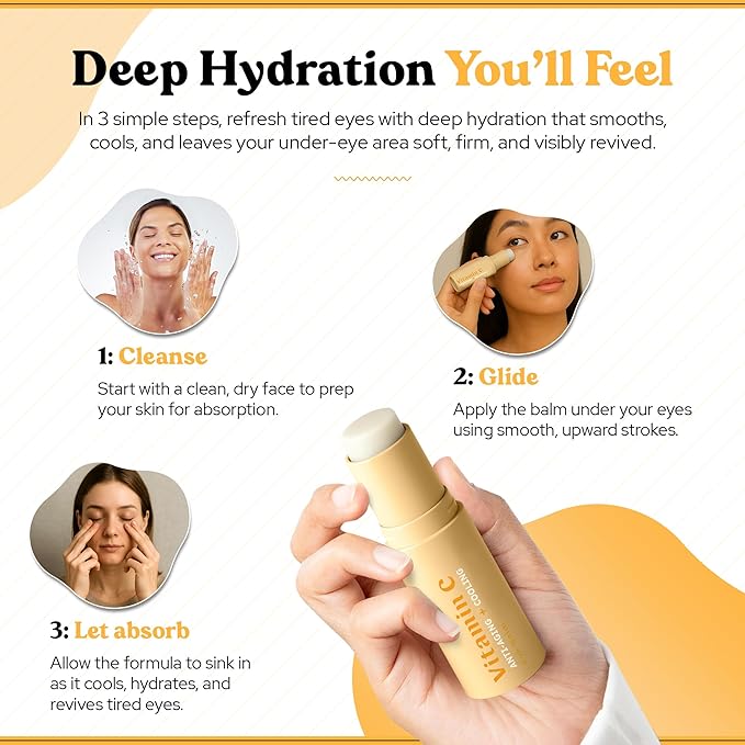 BellaBLISS Vitamin C Eye Balm Stick โ Lightweight Under Eye Cream for Puffiness, Dark Circles & Wrinkles โ Made in Korea โ 0.35 oz / 10 g โ Pack of 1
