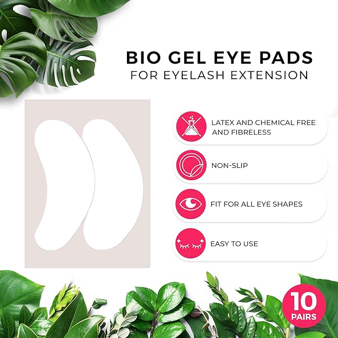 LLBA Biogel Eye Pads for Lash Extensions, Soft Sticky Under Eye Patches for Sensitive Skin, Eyelash Perm Lamination, Lash Extension Remover Supplies (10 Pairs, Style 1)