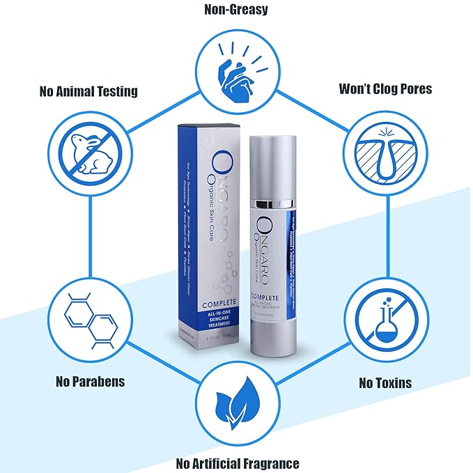 Ongaro Beauty - All-In-One Complete, Anti Aging Face Serum for all 7 Signs of Aging, Anti Wrinkle Serum and Hyaluronic Acid Face Serum with Vitamin C, Skin Moisturizer for Dark Spots - 1.7 Fl oz