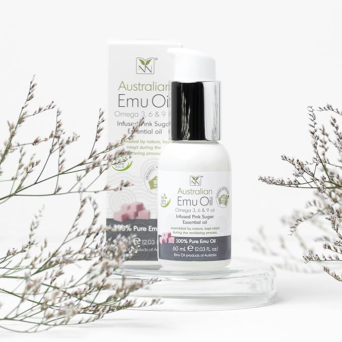 Emu Oil Pure Skin Moisturizer - Nail, Body, Face, Scalp & Hair Moisturizer with Omega 3, 6, 9, Vitamins, & Minerals - Australian Emu Oil for Skincare by Y-Not Natural - Pink Sugar 60ml