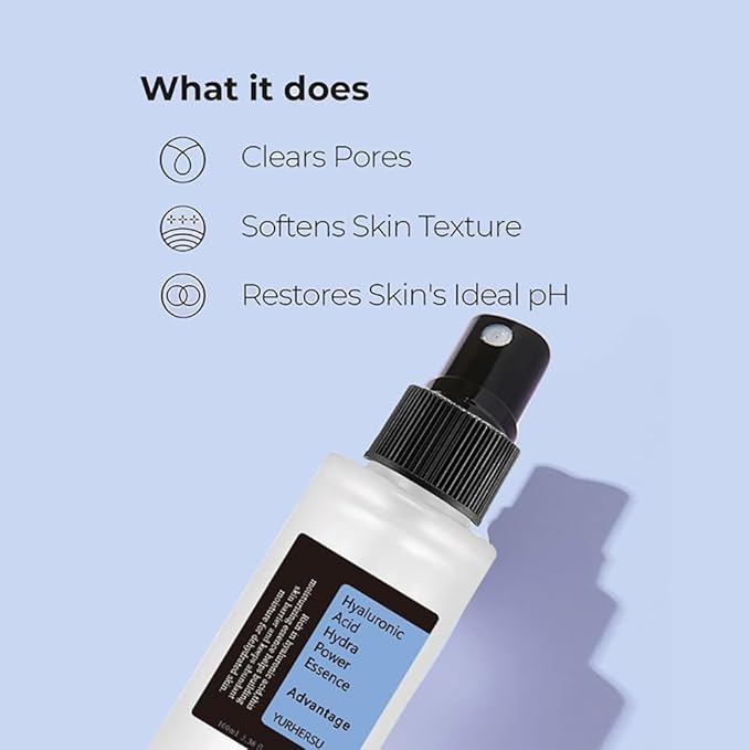 Hyaluronic Acid Face Essence Spray, Fast Absorption Replenish Water Shrink Pore, Moisturizing Soften Skin Texture, Reduce Wrinkle Improving Skin Vitality; 100ml/3.38 fl.oz (Hyaluronic Acid)
