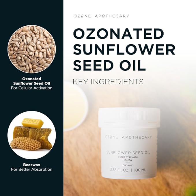 Ozonated Sunflower Oil | Organic Ozone Infused Natural Skin Care | Moisturizing and Cleansing for People and Pets