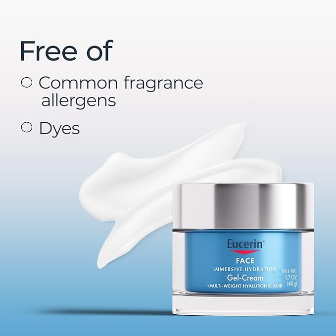 Eucerin Face Immersive Hydration Gel Cream with Hyaluronic Acid, Skin Care Gifts for Mom, Ultra-Lightweight Face Moisturizer Smooths Fine Lines and Wrinkles, 1.7 Oz Jar