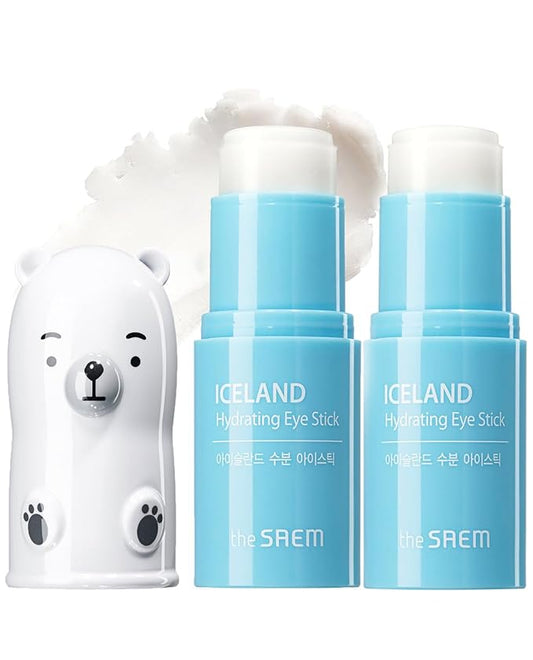 THESAEM Iceland Hydrating Eye Stick - Cooling Eye Balm - Dark Circles & Puffiness – Under Eye Treatment - Reduce Wrinkles and Moisturizing - Minimize Dark & Puffy Eyes - Aqua Scent, 0.24oz 2 Pack