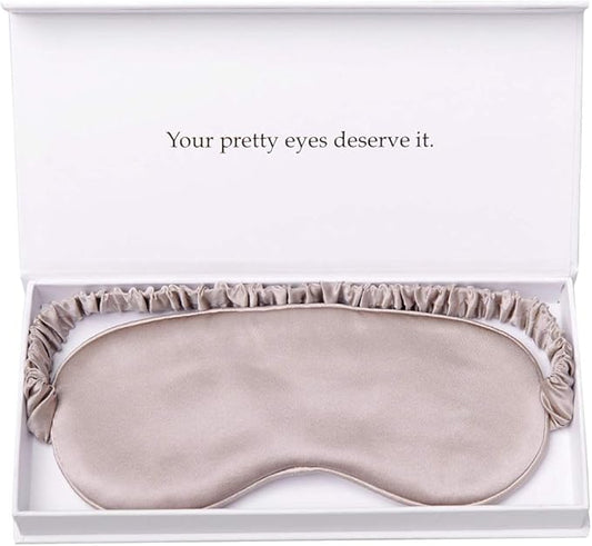 Silk Sleep Mask Light Blocking Luxury 100% Mulberry 19mm Silk Eye Mask Eye Cover Blindfold Ultra Soft Light & Comfy Anti Aging Skin Care with Travel Bag Gift Package